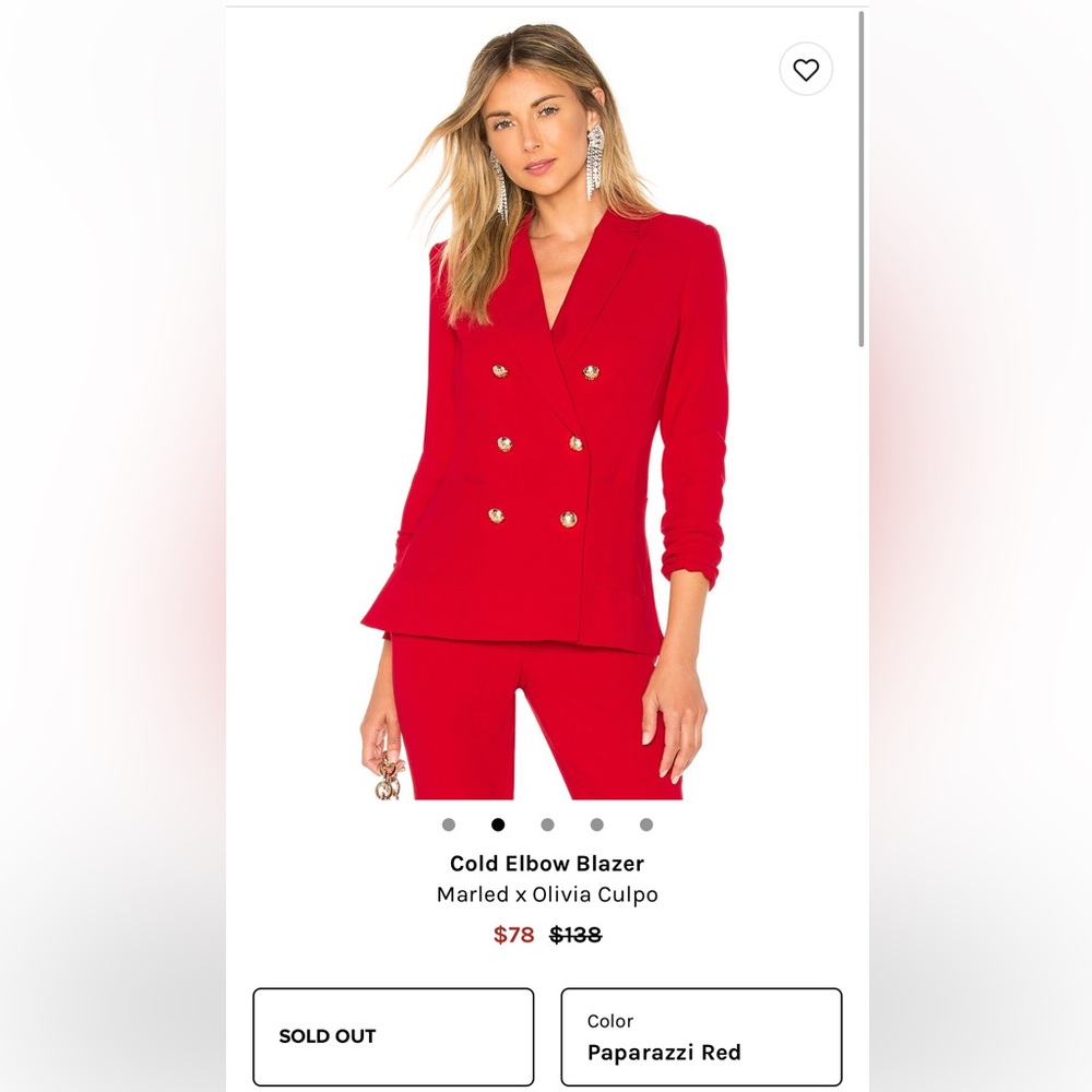 Marled x Olivia Culpo Cold Elbow Red Blazer